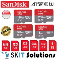【SKIT SG】Sandisk Ultra 32GB 64GB 128GB 256GB 512GB 1TB MicroSD Memory Card Micro SD Memory Card MicroSDXC MicroSDHC Up to 150MB/S Class 10 A1 USH-1 SDSQUAB SDSQUAC