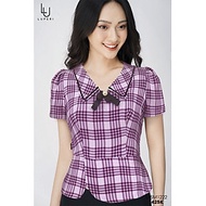 Áo Sơ Mi Nữ Luperi LFSM1222 Dáng Peplum phối cổ nơ xinh xắn - M