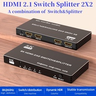 HDMI Switch Splitter 8K 60Hz 2X2 HDMI 2.1 Audio Extractor 4K 120Hz HDMI 2.1 Switcher  Splitter for PS5 Xbox Series X