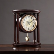 KY&amp; Desk Clock Clock Retro Chinese Solid Wood Desk Clock Clock Home Living Room Clock Swing Desktop Pendulum Clock Clock