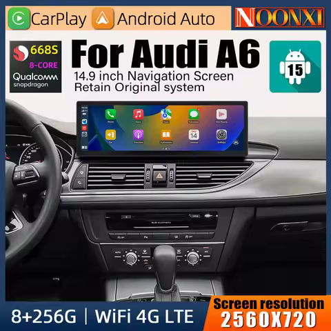 Android 15 Car Carplay Screen For Audi A6 A7 RS7 S6 A7 C7 2012 - 2019 Car Radio Stereo Android Auto 