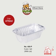 405-P MyChef Dulang Aluminium dengan Penutup Plastik - 5 Keping/Paket / MyChef Aluminium Foil Tray w