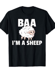 Men's "Baa I'm A Sheep" Graphic T-Shirt - 100% Cotton Casual Short Sleeve Tee With Cartoon Sheep Des