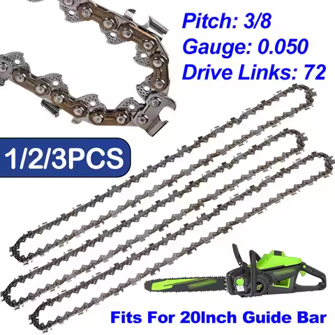 20 Inch Chainsaw Chain 3/8" Saw Chains 72 Drive Link Electric Saw Accessory Replacement Chainsaw Saw