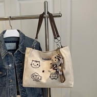 HCSTORE_Cute hellokitty cat canvas tote bag with bear hook