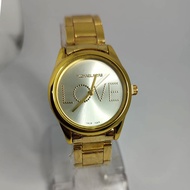 Michael Kors MK3803 Ladies Slim Runway Love Crystal Silver Dial Gold Tone Stainless Steel Watch for Men (Box Included)