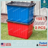 𝐊𝐈𝐓𝐂𝐇𝐄𝐍 𝐏𝐑𝐎 | 🔥2PCS 155L🔥 ABBAWARE Storage Box With Wheels 1152AS / Red Blue Storage Box / Kotak Simpan Barang