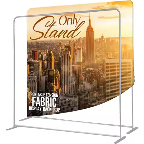 7.5x7.5 ft tension fabric display backdrop for trade show booth, stand holder backdrop portable alum
