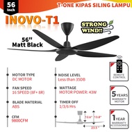 🔥HOT SALE🔥INOVO T1 DC silent ceiling fan with light 40" 56" 5B-16S-9800CFM RF-Remote 5-year warranty