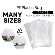 PE Plastic Bag 04/08 2KG Transparent Plastik Nursery Clear4x6/5x8/6x9/7x10/8x12/9x14/10x16/12x18/14x20/16x26/18x28/20x30