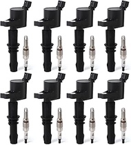 8PCS FD508 Straight Ignition Coils Pack & SP546 Iridium Spark Plugs Compatible with Ford F150 Expedi