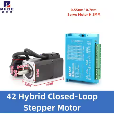 Hybrid Closed-Loop Stepper Motor 0.55nm 0.7nm Servo Motor H 8MM HBS57/ HB808C Driver 2-Phase Nema 17