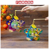 Lồng Đèn Trung Thu Gỗ 2 Mặt Màu - Bách Mộc - Chị Em