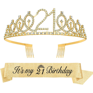 Birthday Tiara Crown Sash Women Girls 18th 21St 30Th 40Th 50Th 60Th 70Th 80Th Birthday Party Decorat