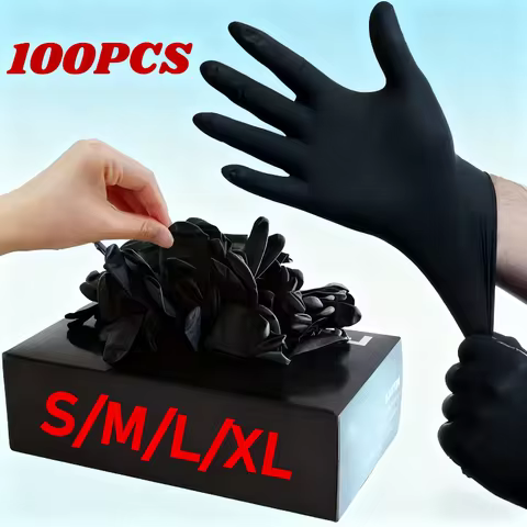 100PCS Black vinyl Nitrile Gloves Disposable Powder & Latex Free Kitchen Gloves Women Beauty Salon C