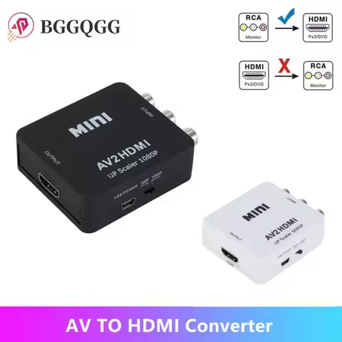 BGGQGG RCA AV TO HDMI-Compatible Full HD Male To Female Converter Adapter Mini Composite CVBS To HDM