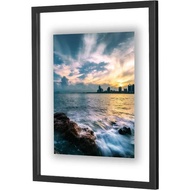 16x20 Inch Floating Frame, Black Wood Double Glass Float Picture Frame Display 16x20/11x14 Inch Phot