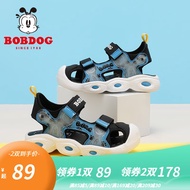 巴布豆（BOBDOG）童鞋男童包头凉鞋夏季新款女童软底透气儿童鞋 黑/星空蓝 27码内长17.3cm