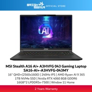 MSI Stealth A16 AI+ A3HVFG-043MY Gaming Laptop - 16" QHD+ IPS 240Hz/Ryzen AI 9 365/32GB DDR5/1TB SSD