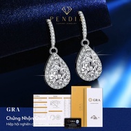 High Quality Water Drop Silver Earrings with White Gold Polished 6.8mm - Inspection Certificate KT05