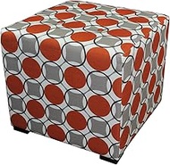 Sole Designs Abstract Circular Design Merton Collection Orange 4 Button Tufted Upholstered Cubed Ott