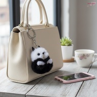 Mini Faux Fur Panda Keychain Cute Bag Phone Accessory Gifts For Friend Family Colleague