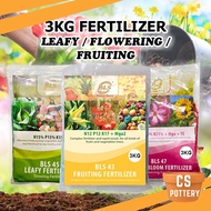 3kg BLS Leafy Fertilizer 45 / Flower Bloom Fertilizer 47 / Fruiting Fertilizer 43 Garden Granules Ba