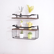 Shelf Wall Partition Bathroom Simple Combined Grid Storage Wall Display Rack Wooden Shelf Iron Wood 