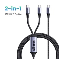 DINAMI Q68 & Q69 Speedy super Fast Charging 2-in-1 2in1 100W nylon cable (type c to ligthing + type 