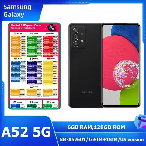 Refurbished Samsung Galaxy A52 5G 6.5-inch Android Phone Snapdragon 6GB RAM 128GB ROM 120Hz 64M Sams