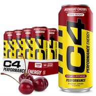 C4 Energy Carbonated Zero Sugar Energy Drink, Pre Workout Drink + Beta Alanine, Midnight Cherry, 16
