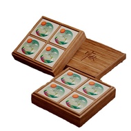 High-End Mid-Autumn Festival Packaging Box Double Storage Moon Cake Gift Box Wooden Tea Gift Box Moon Cake Box Packagi00