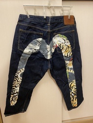 EVISU 牛仔褲 老虎圖案 34x32