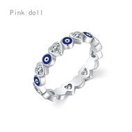 【ABLE】 Pink Doll SILVER Color 2023 Lucky Evil Eye Cz Eternity Ring Band Engaement Band Cute Lovely G