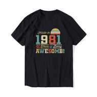 Graphic Men T Shirt Made In 1981 Awesome Gift Unisex Men's Shirt Cotton Tee Tops Oversized Harajuku 