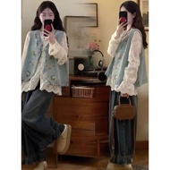 denim vest woman denim jacket woman denim vest Retro Embroidered Vest - Versatile & Stylish for Ladi