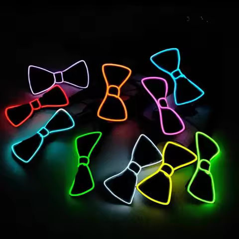 Men Glowing Bow Tie EL Wire Neon LED Luminous Party Haloween Christmas Luminous Light Up Decoration 