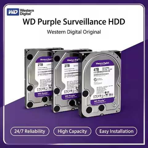 WD Purple 1TB/2TB/3TB/4TB Surveillance SATA III HDD 3.5" 64MB Cache 6Gb/s 24/7 AllFrame for Security