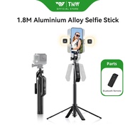 TNW S30 Selfie Stick Tripod 1.8M 3in1 4-Legged Phone Tripod Stand with Light Bluetooth Remote