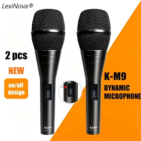 2 Pcs Professional Dynamic Microphone K-M9 Handheld Vocal Recording Mics with Switch for Karaoke Sin
