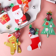 5Pcs Christmas Paper Lollipop Santa Claus Xmas Tree Snowman Gift Lollipop Card Labels Christmas Cookie Candy Packaging