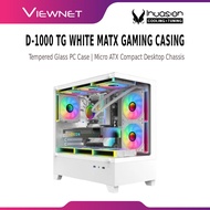 Invasion D-1000 TG White mATX Gaming Casing | Case Only No Fan / Tempered Glass | Micro ATX Compact 