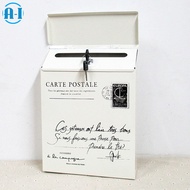 Iron Lock Mailbox Vintage Wall Mount Mailbox Mel Post Mail Letter Newspaper Box