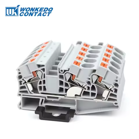PT16-TW Push-in Din Rail Terminal Block 1-in 2-out 16mm² Cable Plug Electrical Connector 3 Conductor