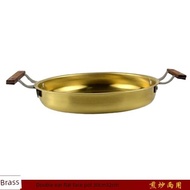 純銅煎鍋平底鍋西餐牛排煎鍋 家用炒菜煎蛋烙餅無涂層加厚黃銅鍋