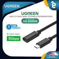 UGREEN ED008 USB-C 3.1 GEN 1 MALE TO FEMALE EXTENSION CABLE 5 GBPS DATA CABLE FOR DATA TRANSFER AND CHARGING
