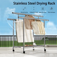 Stainless Steel Drying Rack Extendable 200cm Cloth Hanger Three Pole Clothes Drying Rack Outdoor Indoor Laundry Drying Rack Penyidai Baju Rak 不锈钢晒衣架