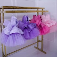 Children Dress Purple Sequined Pettiskirt Girls Birthday Banquet Princess Dress Baby Girl One Year O
