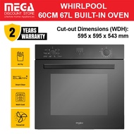 WHIRLPOOL W3OMK55HR0BC | W3 OMK55HR0BC 60CM BUILT-IN OVEN | 60℃ to 260℃ | Hydrolytic Cleaning