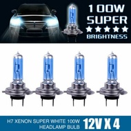 4pcs  White 12V H7 100W 6000K Halogen Lamp Super Bright Halogen Car Headlight Bulbs SUPERWHITE HALOG